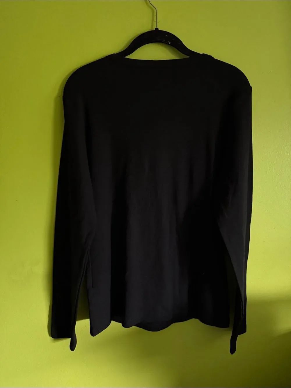NWT Automet Black Ribbed Stretch Crew Neck Long Sleeve Top Shirt Size XL - Picture 3 of 4